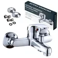 DELVANT CONSE Badewannenarmatur, Duscharmatur, Einhand Mischbatterie für Wanne und Dusche, moderne Badarmatur, Wandmontage, Chrom