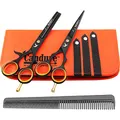Candure Friseurschere Haarschneideschere Set Professionelles Haarscheren 5.5" Rostfreier Stahl Friseurschere Effilierschere mit Kamm Für Männer, Frauen und Kinder
