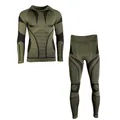 Mil-Tec Performance Funktionsunterwäsche Herren (Lang, XXL/3XL) • Atmungsaktives & wärmendes Thermounterwäsche Set • Elastische Sportunterwäsche oder Skiunterwäsche • Oliv