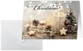sigel Weihnachtskarte "Beige Christmas Candle" A6 quer (A5) 25 Karten + 25 Umsch
