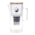 AcalaQuell® Silizia Premium Wasserfilterkanne aus Glas (1,4 l) | Mit Bambusdeckel | Für sauberes & gesundes Trinkwasser