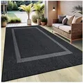 OTTO home Teppich Venedig Bordüre auch als Läufer erhältlich, rechteckig, Höhe: 3 mm, In- und Outdoor geeignet, Sisal-Optik, Wetterfest & UV-beständig schwarz 80 cm x 150 cm x 3 mm
