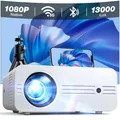 Beamer, 13000 Lux Full HD 1080P 4K Unterstützt, iZEEKER Beamer Handy 5G WiFi Bluetooth, Mini Projektor 300” Heimkino Kompatibel mit iOS Android HDMI TV Stick PS5 (Tasche & Stativ Inklusive)
