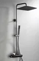 Görbach Thermostat Duschsystem mit Handbrause Regendusche Duschset Matt Schwarz