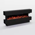 GLOW FIRE Elektrokamin Clear 50 mit realistischem 3D LED-Feuer - Stand-Elektrokamin mit Heizung und Kaminfeuer, App Steuerung, Knistereffekt & Timer, max. 1800 W, 149x69x21cm, Schwarz