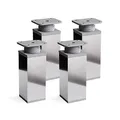 Sossai Vierkant-Möbelfüße MFV1, 4er Set, 120 mm, höhenverstellbar, Chromoptik, für Schränke, Regale und Kommoden