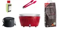 LotusGrill XL Starter-Set Feuerrot – Holzkohle-Tischgrill mit USB-Lüfter, Zange, Brennpaste, Holzkohle 2,5 kg, Tragetasche