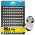 AG13 LR44 Knopfzelle 100er Pack  1,5V Alkaline Knopfzellen auslaufsicher & mi...