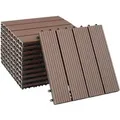 Tectake Terrassenfliesen Tegulas 11Er Set Im Klicksystem Robustes Wpc In Holzoptik 11Er Set 31 x 31 x 2 20 cm Braun