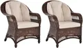 Krines Home Relaxsessel 2er Set Bequemer Wintergarten Rattan Sessel EWA Lesesessel Wohnzimmer (2-St., 2 Stück Sessel), Rattansessel aus Naturmaterial
