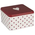 IB Laursen Gebäckdose mit HERZEN Weiß Rot Eckig 17x17 cm Keksdose