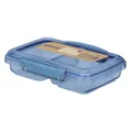 Sistema Ocean Bound Kunststoffbehälter, klein, geteilt, 350 ml, BPA-frei, aus recyceltem Kunststoff, Blaugrün oder Blau (Farbe nicht wählbar), 1 Stück