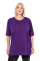 Ulla Popken Damen große Größen Übergrößen Plus Size T-Shirt, Rundhalsausschnitt, Relaxed, Halbarm tiefes violett 42+ 486910840-42+
