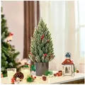 HOMCOM Künstlicher Weihnachtsbaum Mini Weihnachtsbaum mit Tannenzapfen, roten Beeren und Übertop, Kiefer, für Weihnachten Deko, Grün grün Ø 27 cm x 27 cm x 47 cm x 27 cm