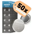 ABSINA SR920SW Uhrenbatterie 1,55V Silberoxid 50er Pack - Knopfzelle SR920SW auslaufsicher & Lange Haltbarkeit - Batterie SR 920 SW / LR921 / 371/370 / LR69 / AG6 - Uhren Knopfzelle