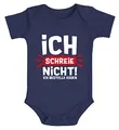MoonWorks® Baby Body mit Spruch Ich schreie nicht ich bestelle Essen lustige Spüche Bio-Baumwolle Jungen & Mädchen navy 6-12 Monate