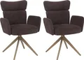 2er-Set Esszimmerstuhl HWC-N11, Stuhl, drehbar Auto-Return Stoff Bouclé 350g/m² dunkelbraun, Beine Holz-Optik