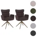 Einzelst�ck | 2er-Set Esszimmerstuhl HWC-N11, Stuhl, drehbar Auto-Return Stoff Bouclé 350g/m2 Öko-Tex ~ dunkelbraun, Beine Holz-Optik