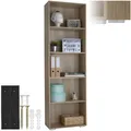tectake® Bücherregal mit 5 Ebenen, vertikales Bücherregal, platzsparend, Büro- und Heimdekoration, Wandregal, robustes MDF-Design, leicht zu reinigen – Eiche