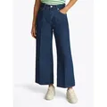 Weite Jeans TOMMY HILFIGER "WIDE LEG HW LOU", Damen, Gr. 33, Länge 32, blau (ace), Denim/Jeans, Obermaterial: 100% Baumwolle, unifarben, casual, normal knöchelfrei, Jeans, mit Logo-Badge, mit Nieten, mit Bügelfalten
