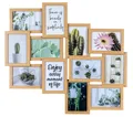Levandeo® Bilderrahmen Collage, Bilderrahmen 58x55cm Collage 12 Fotos 10x15 Eiche MDF Holz Galerie
