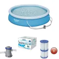 Familien Swimming Pool rund Planschbecken Schwimmbecken Quick-Up 305cm +  Pumpe