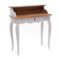 DESIGN DELIGHTS Vintage MASSIVHOLZ SEKRETÄR Napoleon | 80x92x40cm (BxHxT), Mahagoni, Shabby Style Konsolentisch | Schreibtisch im Vintage Stil | Farbe: 05 weiß-Natur