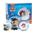United Labels Paw Patrol 3-teiliges Geschirrset für Kinder, Blau, Frühstücksset aus Porzellan mit Teller Ø 19 cm, Tasse 220 ml und Schale 330 ml, Kindergeschirr