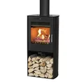 ADURO Kaminofen 19 Schwarz mit Holzfach und Automatik (5,0 kW)