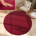 Paco Home Moderner Kuscheliger Wohnzimmer Teppich Kurzflor waschbar flauschig Weich Einfarbig Felloptik zeitlos stilvoll rutschfest pflegeleicht, Grösse:120 cm Rund, Farbe:Rot