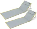 Stagecaptain Gartenliege 2x Set BM-160 GY Beachmatte "Layla", ink. Reißverschlusstasche, verstellbare Sonnenliege mit gepolstertem Kopfkissen