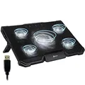KLIM Cyclone - Laptop Kühler - NEU - Ständer - Maximale Kühlung - Verhindere Ãœberhitzung - Schütze Dein Laptop - 5 Lüfter 2200 & 1200 RPM - Cooling Pad für Computer PS5 PS4 Xbox One - Weiß