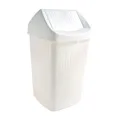 Teko-Plastic Kunstoffwerke E. Schröck GmbH Bekaform Schwingdeckeleimer, 50 Liter, Quadratischer Mülleimer aus Kunststoff, Farbe: weiß 10137202