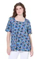 Ulla Popken Damen große Größen Übergrößen Plus Size T-Shirt, Erdbeeren, Classic, Carré-Ausschnitt, Halbarm Royalblau 46+ 840010750-46+