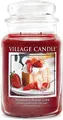Village Candle Große Duftkerze im Glas, 740 ml, Erdbeerpfundkuchen-Duft