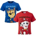 PAW PATROL Jungen T-Shirt, Kinder 2er Pack Kurzarm, Shirts mit großem Motiv Marshall Chase Cartoon Charaktere | Kinder Animierte (DE/NL/SE/PL, Numerisch, 98, Regular, Blau-Rot)