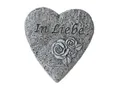 Bambelaa! Gartenfigur Grabschmuck Grabdeko Herz Inschrift „In Liebe“ Steinharz Friedhof