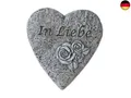 Bambelaa! Grabschmuck Grabdeko Herz Inschrift „In Liebe“ Steinharz Friedhof