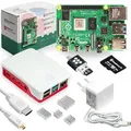 Raspberry Pi 4 Starterkit, 64GB microSDHC inkl. Pi OS, Gehäuse, Netzteil, HDMI-Kabel und Zubehör - RAM: 1GB - Farbe: weiß - Weiß