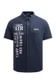 Camp David Herren Kurzarmhemd aus Pikee mit Artworks und Brusttasche Blue Navy, XXXL