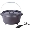 El Fuego Dutch Oven Schwarz Kasan Gusseisen mit Deckelheber 8,46 Liter (AY463)