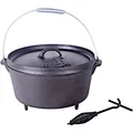 El Fuego Dutch Oven Schwarz Kasan Gusseisen mit Deckelheber  8,46 Liter (AY463)