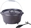 El Fuego Dutch Oven Schwarz Kasan Gusseisen mit Deckelheber 6,80Liter