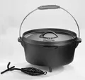 El Fuego Dutch Oven Schwarz Kasan Gusseisen mit Deckelheber 6,80Liter