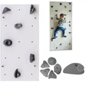 Create for you - Kletterwand für Kinderzimmer - Viereckig - Weiß - Indoor - Heimklettergerüst - Spielplatz - Trainingsgeräte für Zuhause - 1x Wandpaneel 100x50 cm - mit 5 grauen Griffen/Steinen