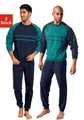 le jogger® Pyjama Schlafanzug für Herren im Doppelpack (Packung, 4 tlg., 2 Stück) in langer Form mit aufgesetzten Streifen