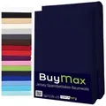 Buymax Spannbettlaken 2-er Set, Doppelpack, Bettlaken, Jersey 100% Baumwolle, Gummizug: rundum, (2 Stück), Pflegeleicht und Atmungsaktiv in Verschiedenen Farben und Größen blau 80 cm x 200 cm