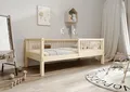 TIMBEE - Alfi - Kinderbett 90x180 cm - Bett Holz Unlackiert - Einzelbett für Kinder mit Lattenrost und Rausfallschutz Abnehmbar - Hohe Beine - Belastbar bis 100 kg - aus Kiefernholz Klasse 1