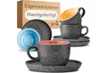 Cosumy Cappuccinotasse Espressotassen mit Untertassen 4er Set - 90 ml Keramik bunt, 8-tlg., Keramik, Warm