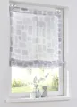 Glen Raffrollo weiß mit Hakenaufhängung, halbtransparent, Raffgardine mit Ösen, modern Bedruckt grau Taupe, Polyester pflegeleicht, 80 x 140 cm